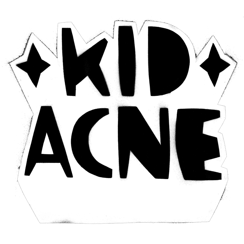 Kid Acne logo inverted colours